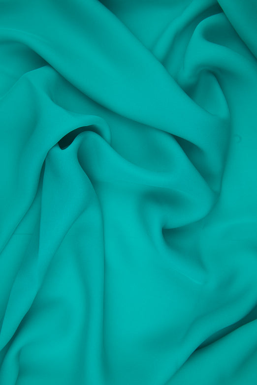 Caribbean Green Silk Double Georgette Fabric
