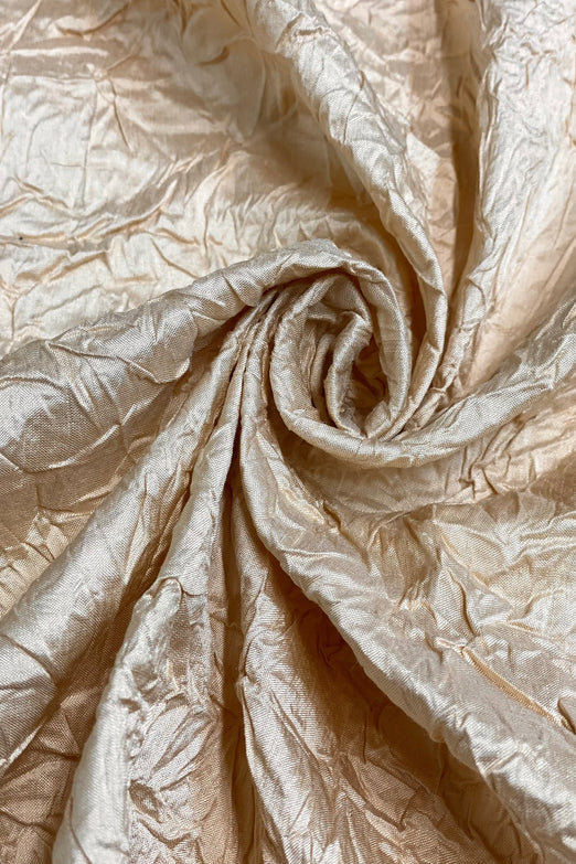 Honey Peach Marble Crushed Silk Dupion Fabric