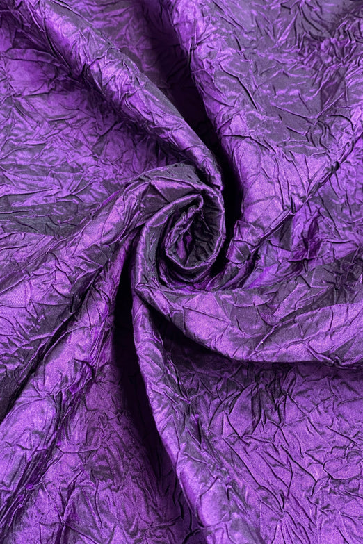 Imperial Purple Marble Crushed Silk Dupion Fabric