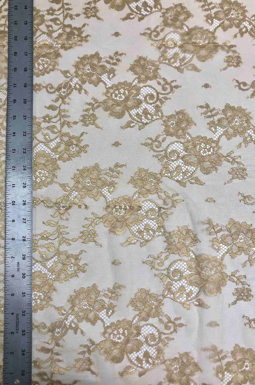 Metallic Gold French Plain Lace FLP-001 Fabric