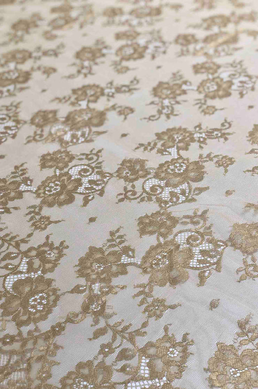 Metallic Gold French Plain Lace FLP-001 Fabric