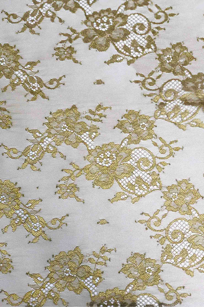 gold lace fabric for dresses Rich Gold French Plain Lace FLP-001/10 Fabric By The Yard