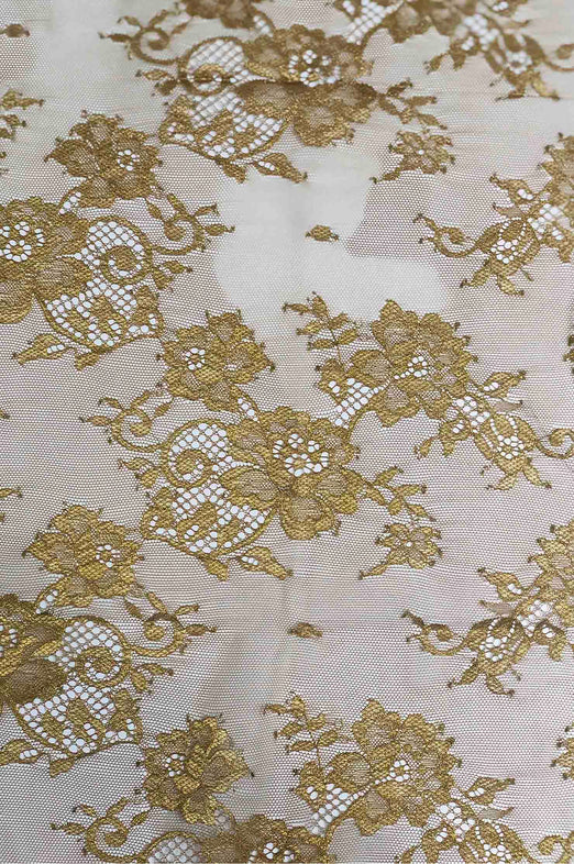Bronze/Metallic Gold French Plain Lace FLP-001/4 Fabric