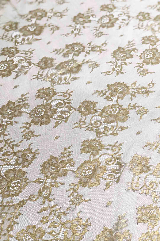 Metallic Khaki French Plain Lace FLP-001/9 Fabric