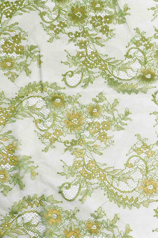 Bright Lime Green/Gold French Plain Lace FLP-004/5 Fabric