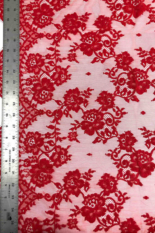 Red French Plain Lace FLP-005/2 Fabric