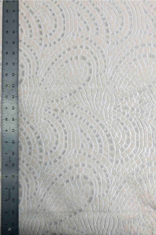 Pearled Ivory/Metallic Silver French Plain Lace FLP-012/1 Fabric
