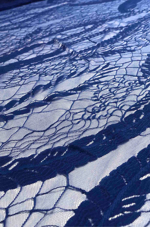 Classic Blue French Plain Lace FLP-013/3 Fabric