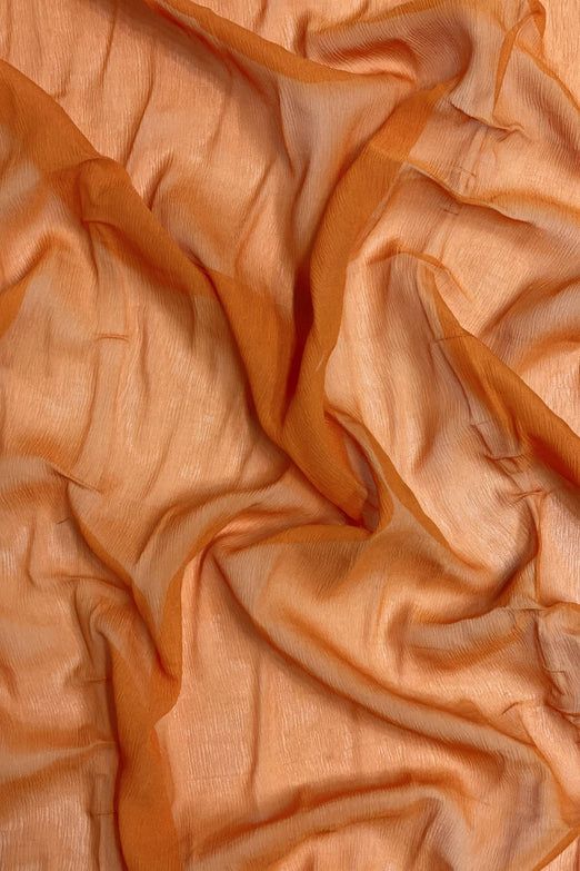 Mandarin Orange Silk Heavy Crinkled Chiffon HCD-015 Fabric