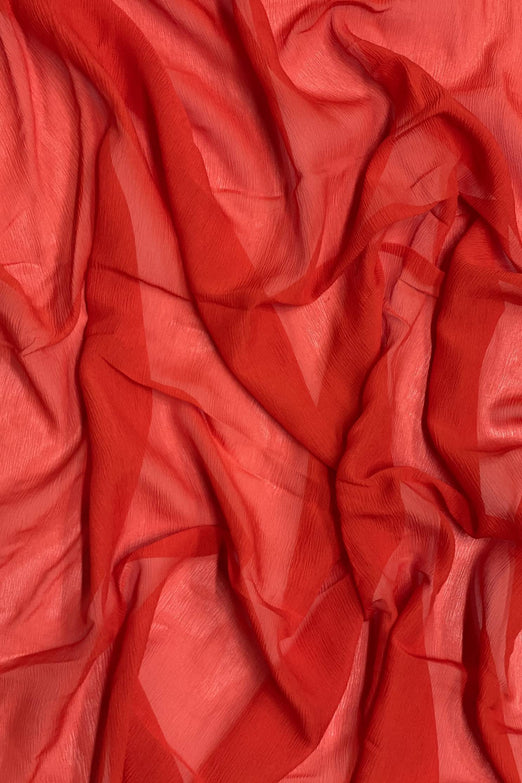 Fiery Red Silk Heavy Crinkled Chiffon HCD-017 Fabric