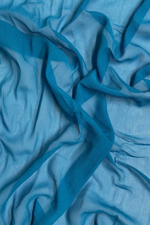 Vivid Blue Silk Heavy Crinkled Chiffon HCD-028 Fabric