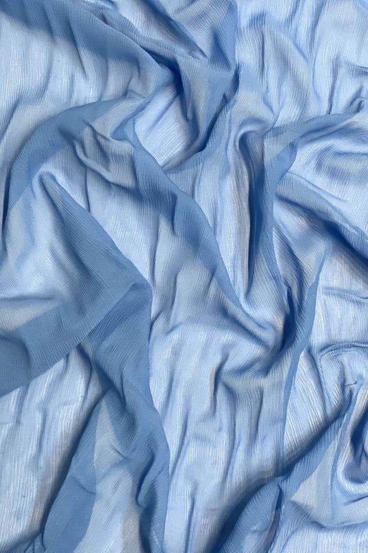 Heritage Blue Silk Heavy Crinkled Chiffon HCD-030 Fabric
