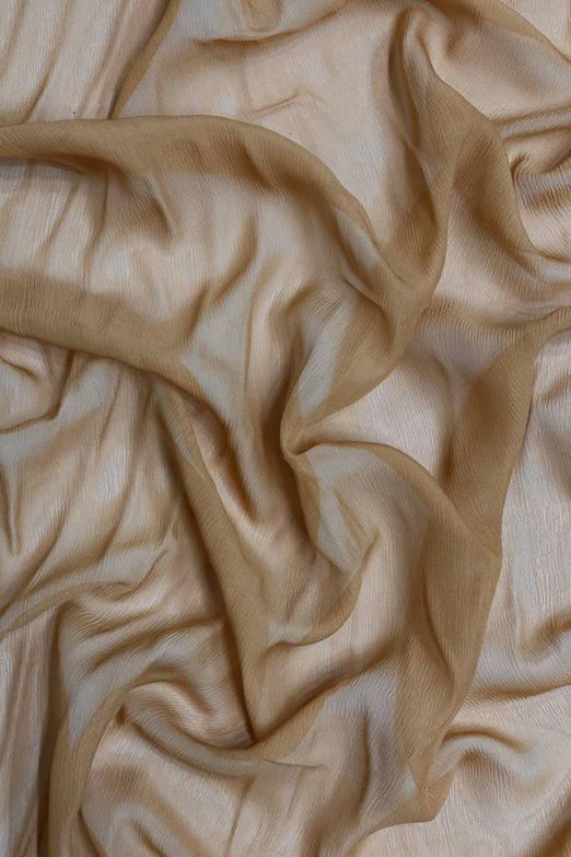 Tan Silk Heavy Crinkled Chiffon HCD-034 Fabric