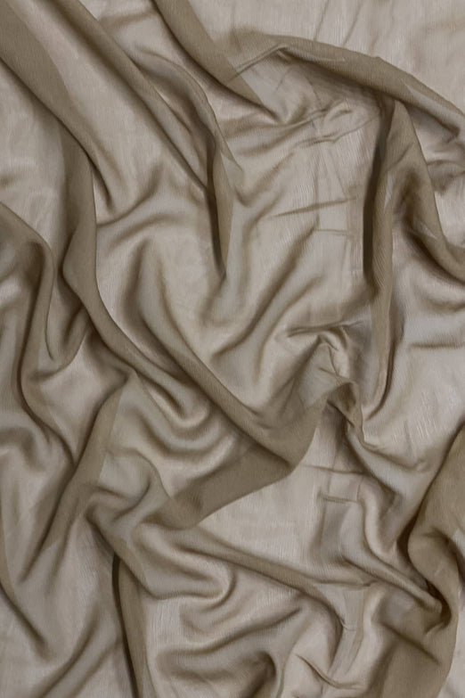 Deep Khaki Silk Heavy Crinkled Chiffon HCD-036 Fabric