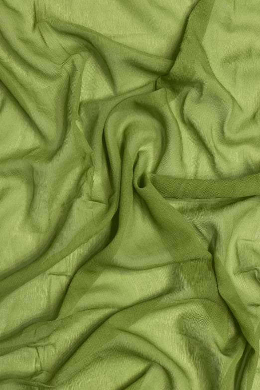 Piquant Green Silk Heavy Crinkled Chiffon HCD-043 Fabric