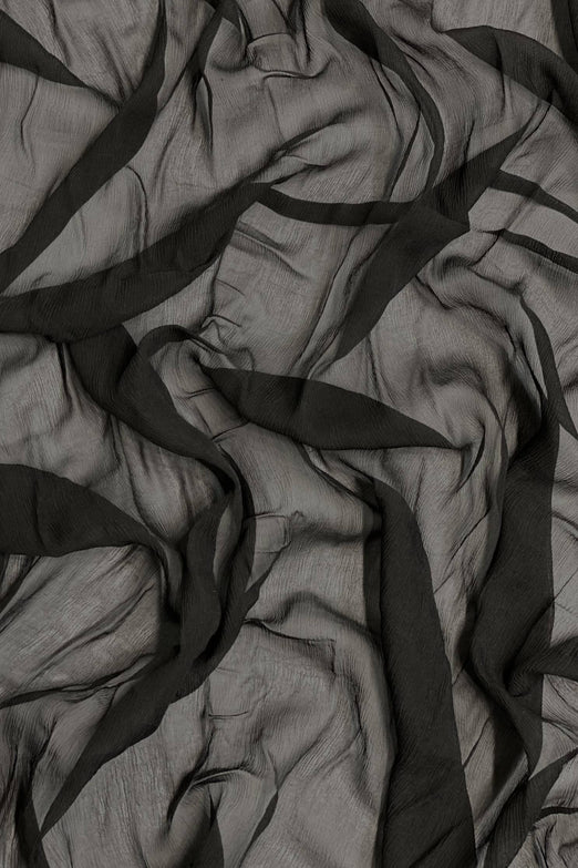 Black Silk Heavy Crinkled Chiffon HCD-054 Fabric