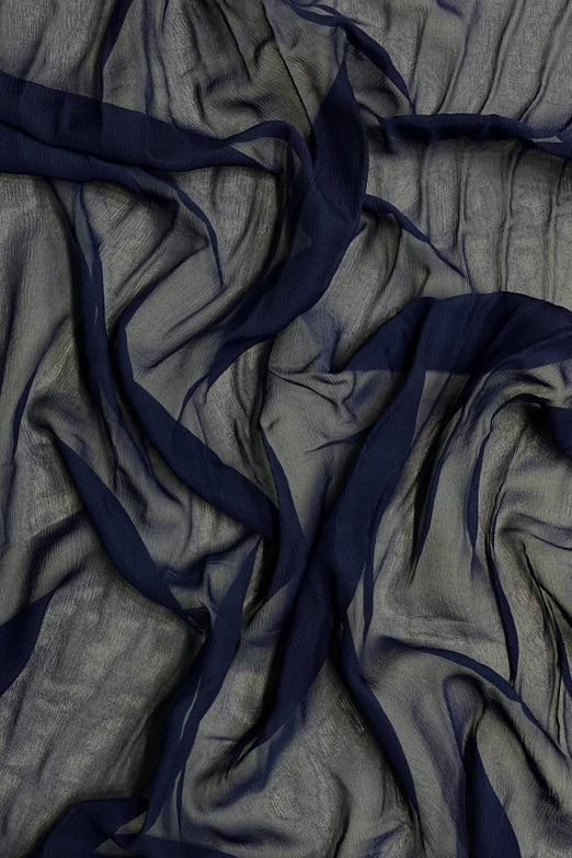 Medieval Blue Silk Heavy Crinkled Chiffon HCD-061 Fabric