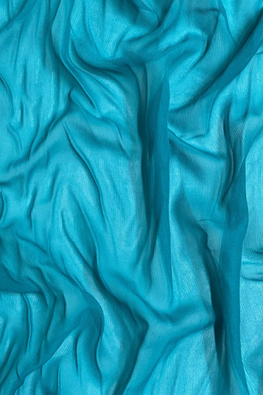 Lake Blue Silk Heavy Crinkled Chiffon HCD-063 Fabric