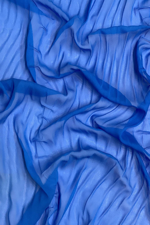 Brilliant Blue Silk Heavy Crinkled Chiffon HCD-065 Fabric