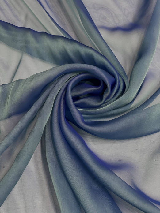 Cameo Blue Iridescent Silk Chiffon IC-018 Fabric