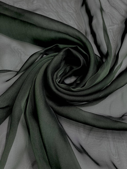Forest Green Iridescent Silk Chiffon IC-044 Fabric