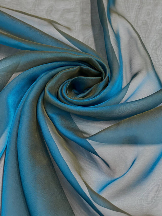 Teal Iridescent Silk Chiffon IC-052 Fabric