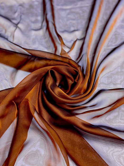 Dark Harvest Pumpkin Iridescent Silk Chiffon IC-057 Fabric