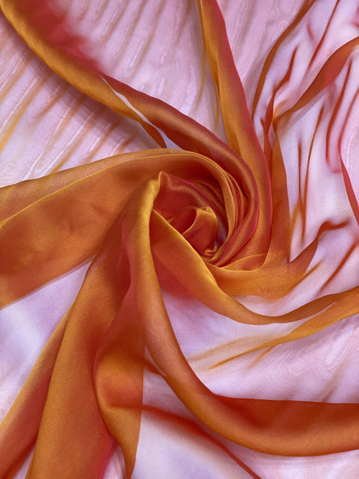 Firery Orange Iridescent Silk Chiffon IC-058 Fabric