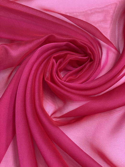 Candy Pink Iridescent Silk Chiffon IC-059 Fabric