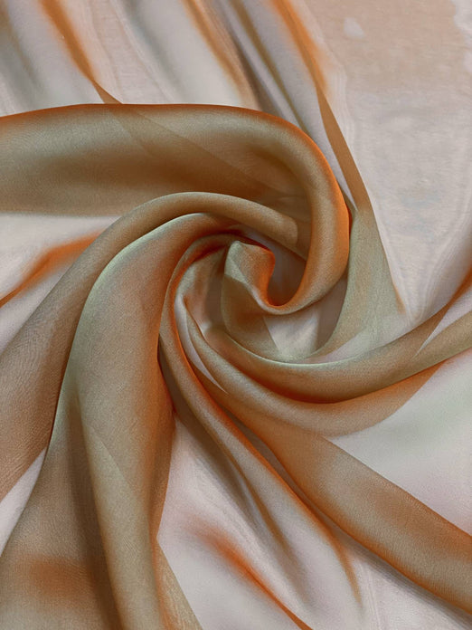 Latte Orange Iridescent Silk Chiffon IC-064 Fabric