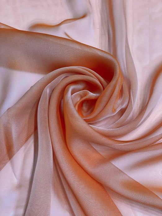 Peach Pink Iridescent Silk Chiffon IC-067 Fabric