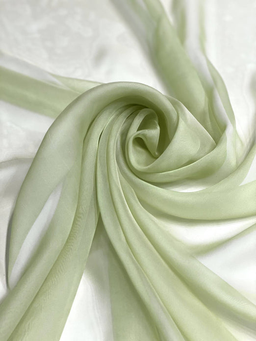 Lily Green Iridescent Silk Chiffon IC-078 Fabric