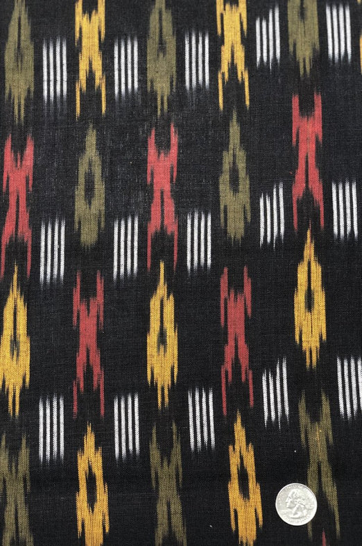 Black/Multicolor Cotton Ikat 166 Fabric