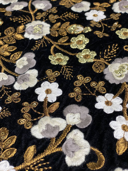 Multicolor Velvet Embroidery JEAD-012/1 Fabric