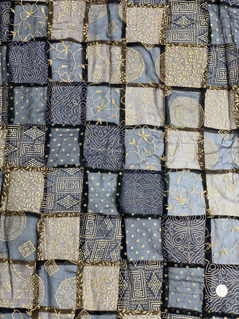 Black Gold Silk Patchwork JEAD-023 Fabric By The Yard