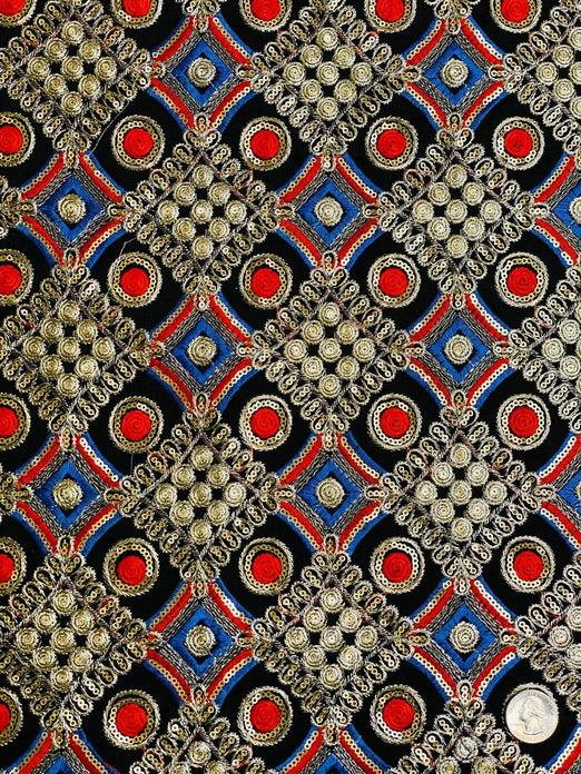 Multicolor Viscose Embroidery JEAD-047 Fabric
