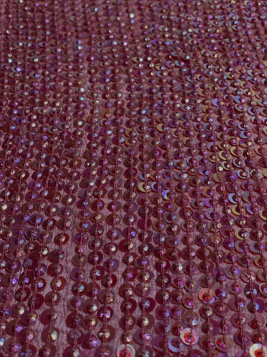 Brickred Sequin & Beads On Silk Chiffon JEC-009-1 Fabric