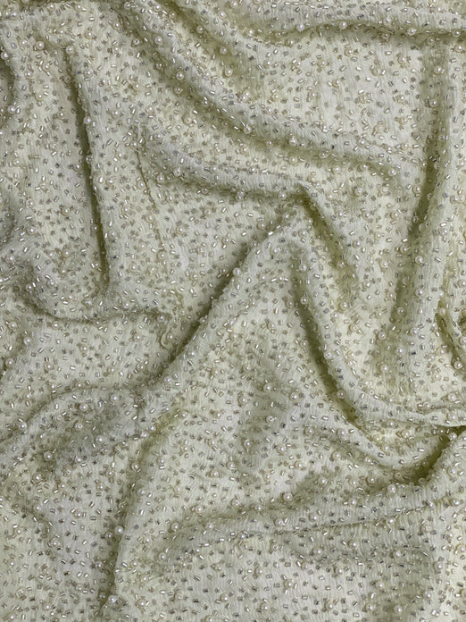 Garden Glade Sequin & Beads On Silk Chiffon JEC-011-12 Fabric