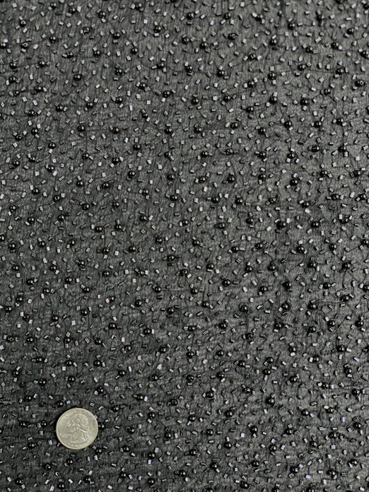 Black Gunmetal Sequin & Beads On Silk Chiffon JEC-011-26 Fabric