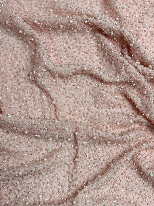 Cloud Pink Sequin & Beads On Silk Chiffon JEC-011-6 Fabric