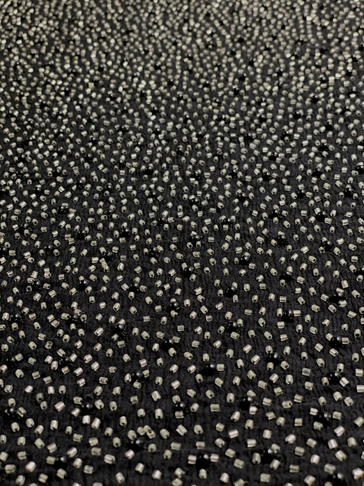 Black Sequin & Beads On Silk Chiffon JEC-011-8 Fabric