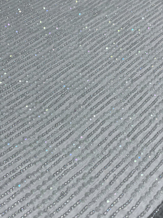 Aqua Sequin & Beads On Silk Chiffon JEC-069-7 Fabric