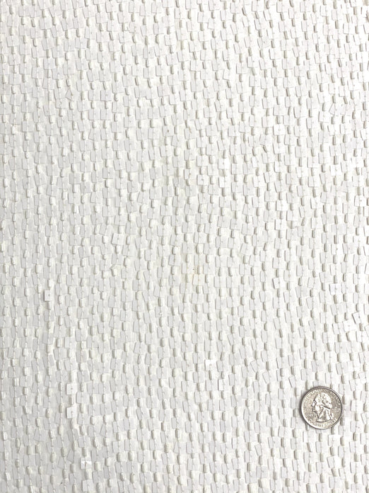 Bright White Sequin & Beads On Silk Chiffon JEC-073-5 Fabric