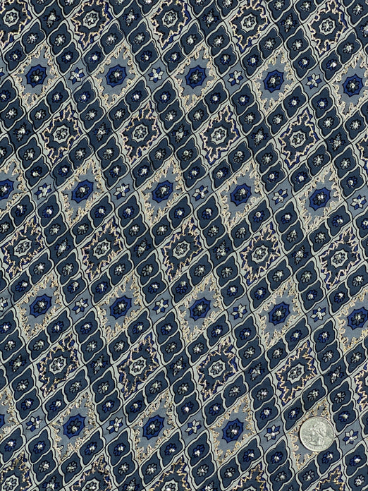 Blue Sequin & Beads On Silk Chiffon JEC-083-2 Fabric