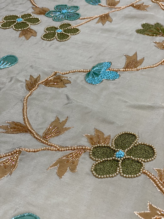 Mojave Desert Sequin & Beads On Silk Chiffon JEC-101-2 Fabric