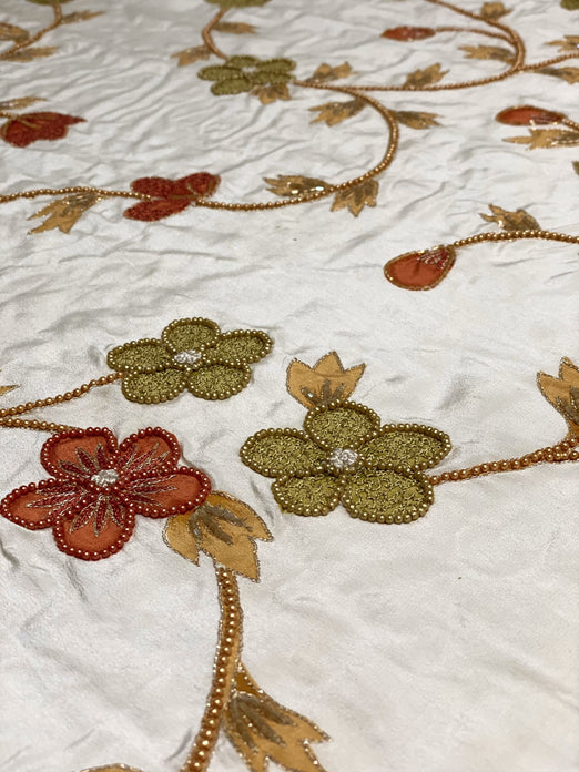 Bone White Sequin & Beads On Silk Chiffon JEC-101-8 Fabric