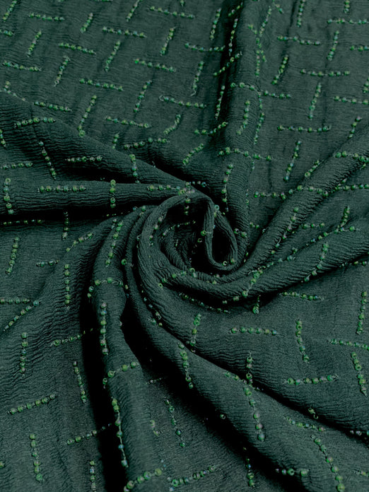 Jungle Green Sequin & Beads On Silk Chiffon JEC-109-5 Fabric
