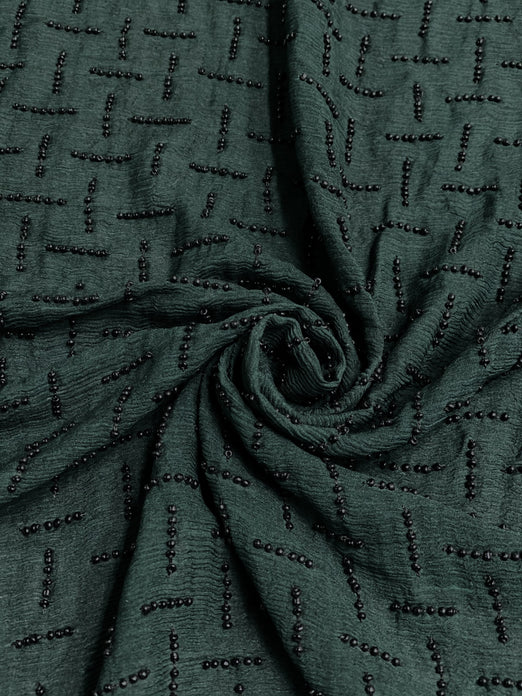 Bottle Green Sequin & Beads On Silk Chiffon JEC-109-9 Fabric