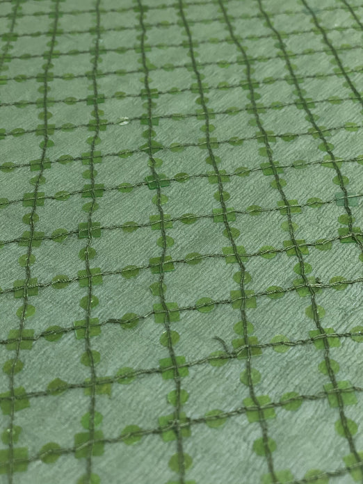 Green Sequin & Beads On Silk Chiffon JEC-131-7 Fabric