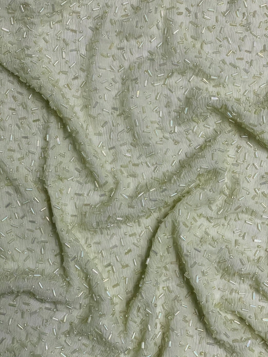 Lime Sherbet Sequin & Beads On Silk Chiffon JEC-148-6 Fabric